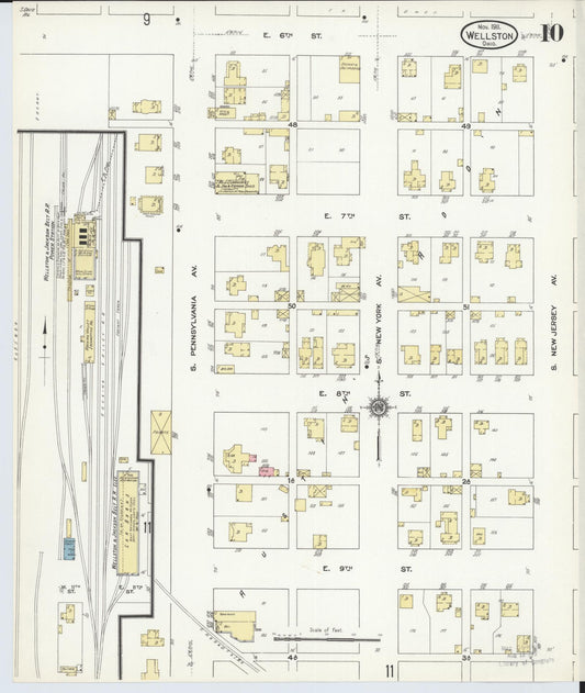 Sanborn Fire Insurance Map from Wellston, Jackson County, Ohio (1911), Sheet #0010 - Historic Sanborn Fire Insurance Map Print, vintage old map wall art, antique decor, genealogy gift, Ohio Ohio map