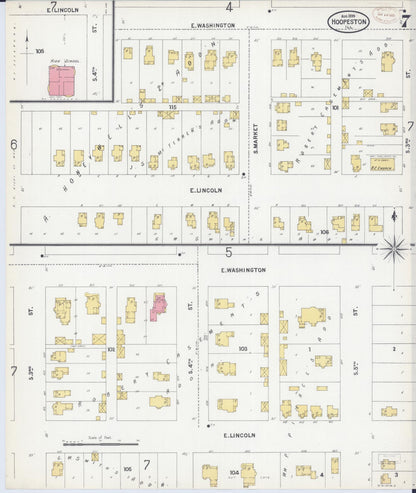 Sanborn Fire Insurance Map from Hoopeston, Vermilion County, Illinois (1899), Sheet #0007 - Complete Map Set gallery image, historic Sanborn map, vintage wall art, Illinois Illinois