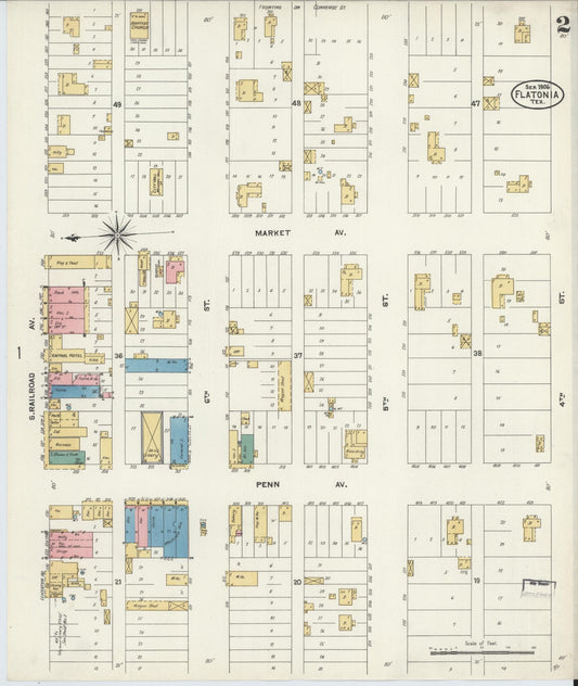 Sanborn Fire Insurance Map from Flatonia, Fayette County, Texas (1906), Sheet #0002 - Historic Sanborn Fire Insurance Map Print, vintage old map wall art, antique decor, genealogy gift, Texas Texas map