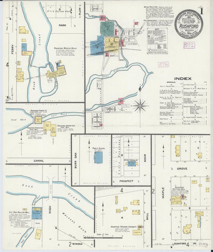 Sanborn Fire Insurance Map from Rushford, Fillmore County, Minnesota (1909), Sheet #0001 - Complete Map Set gallery image, historic Sanborn map, vintage wall art, Minnesota Minnesota