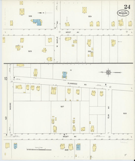 Sanborn Fire Insurance Map from Newark, Wayne County, New York (1912), Sheet #0024 - Historic Sanborn Fire Insurance Map Print, vintage old map wall art, antique decor, genealogy gift, New York New York map