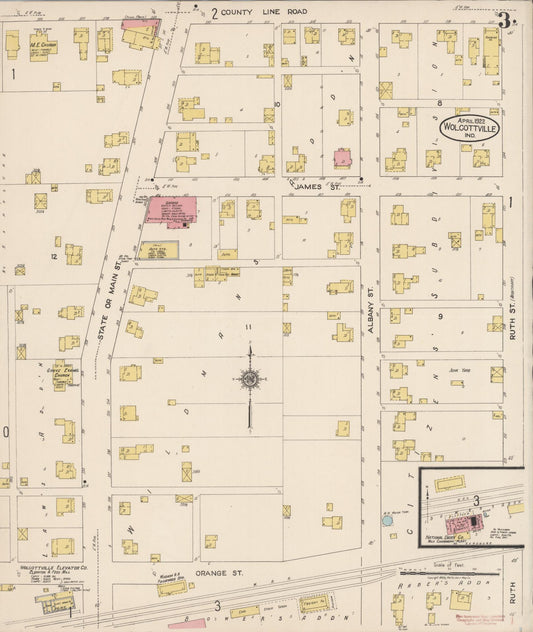 Sanborn Fire Insurance Map from Wolcottville, Noble And LaGrange Counties, Indiana (1922), Sheet #0003 - Historic Sanborn Fire Insurance Map Print, vintage old map wall art, antique decor, genealogy gift, Indiana Indiana map