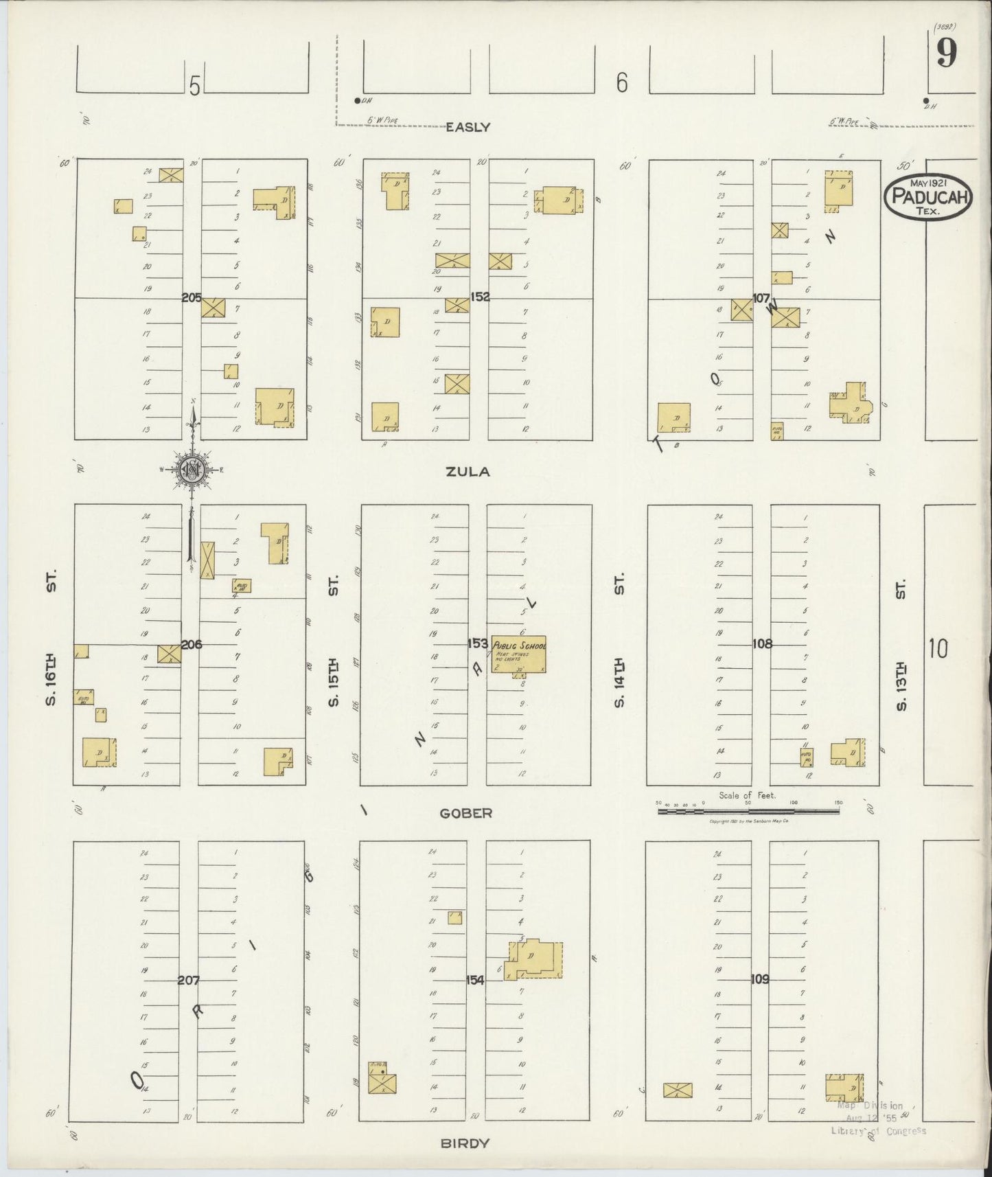 Sanborn Fire Insurance Map from Paducah, Cottle County, Texas (1921), Sheet #0009 - Complete Map Set gallery image, historic Sanborn map, vintage wall art, Texas Texas