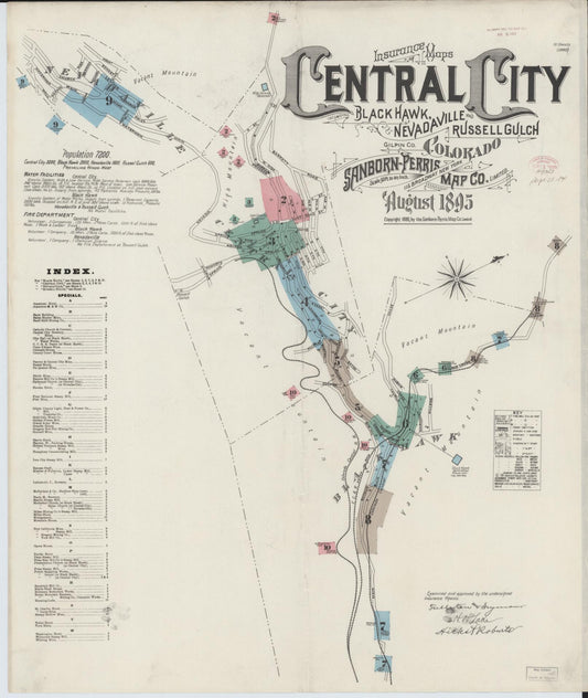 Sanborn Fire Insurance Map from Central City, Gilpin County, Colorado (1895), Sheet #0001 - Complete Map Set gallery image, historic Sanborn map, vintage wall art, Colorado Colorado