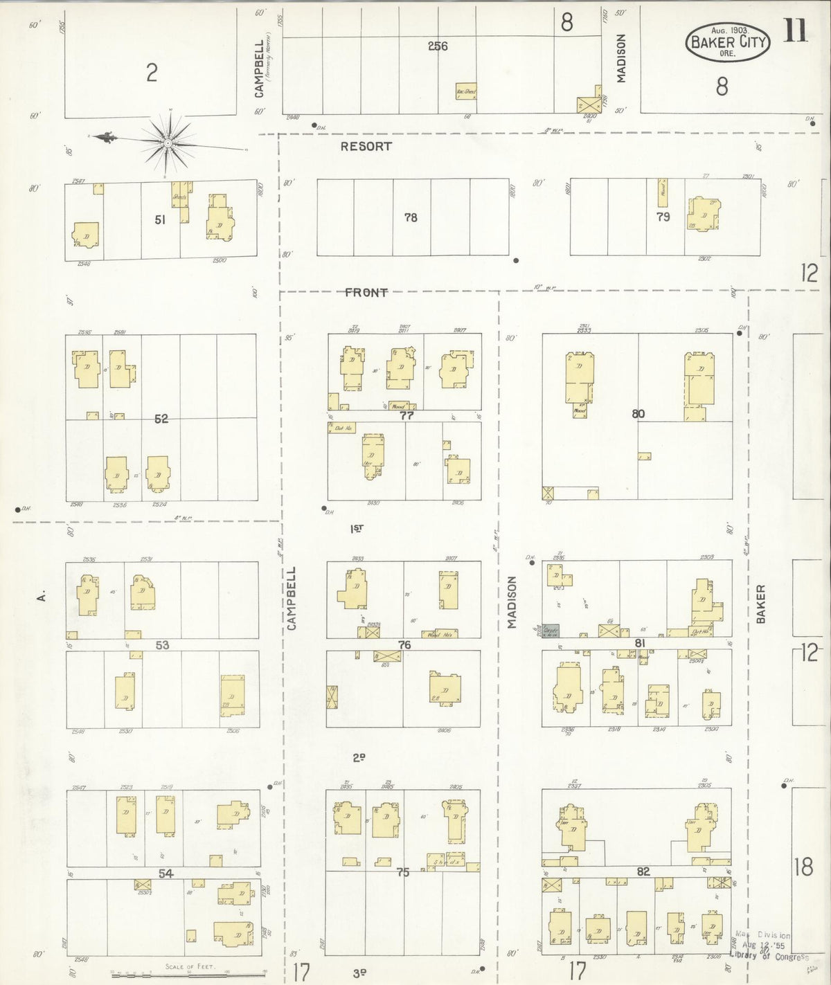Sanborn Fire Insurance Map from Baker, Baker County, Oregon (1903), Sheet #0011 - Historic Sanborn Fire Insurance Map Print, vintage old map wall art, antique decor, genealogy gift, Oregon Oregon map