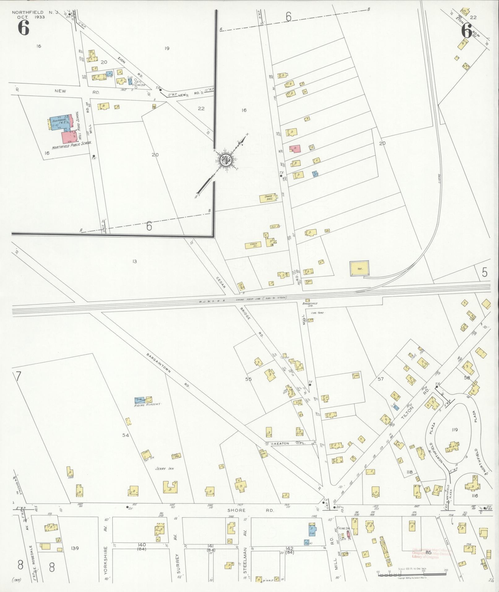 Sanborn Fire Insurance Map from Northfield, Atlantic County, New Jersey (1933), Sheet #0006 - Complete Map Set gallery image, historic Sanborn map, vintage wall art, New Jersey New Jersey