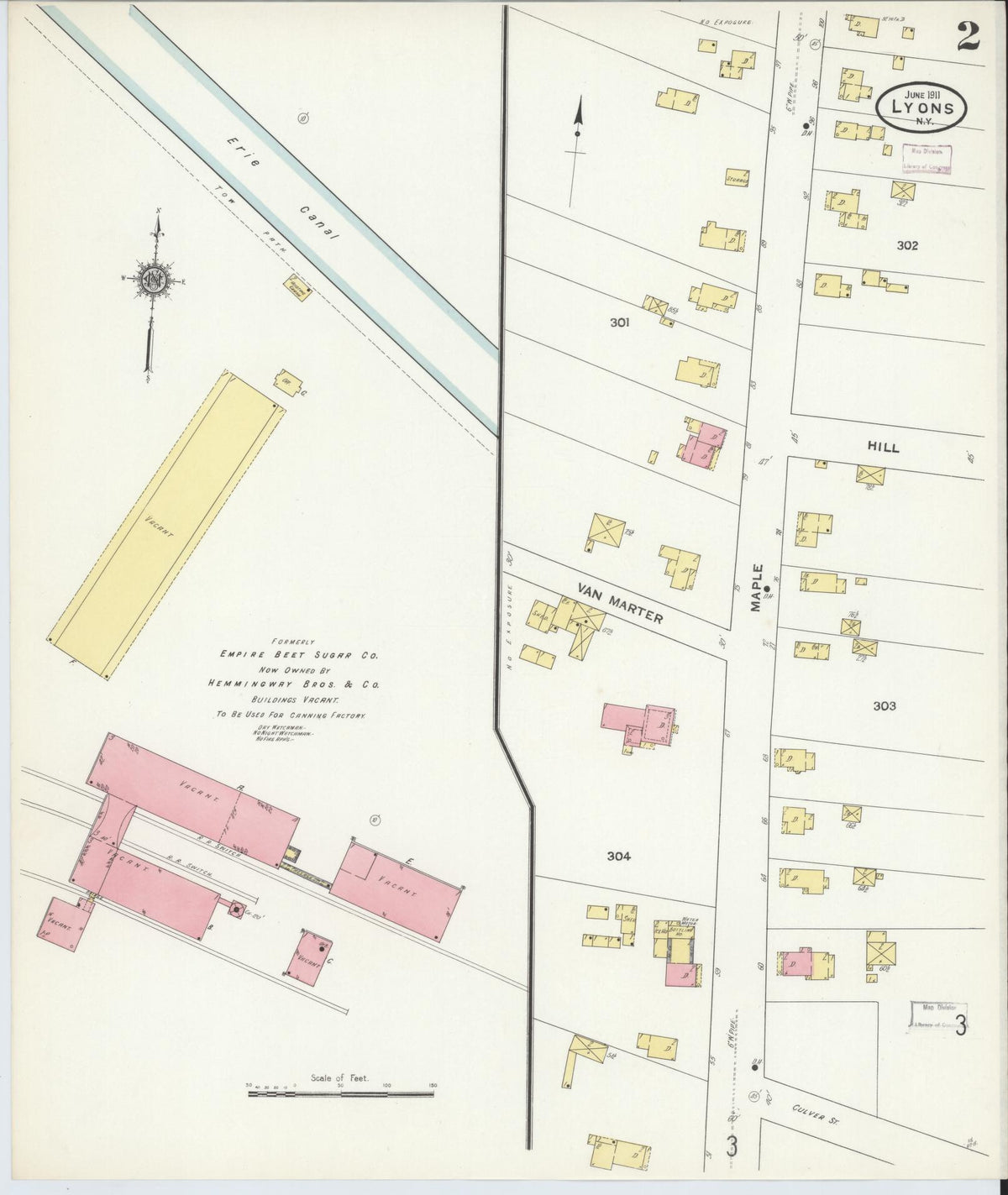 Sanborn Fire Insurance Map from Lyons, Wayne County, New York (1911), Sheet #0002 - Complete Map Set gallery image, historic Sanborn map, vintage wall art, New York New York