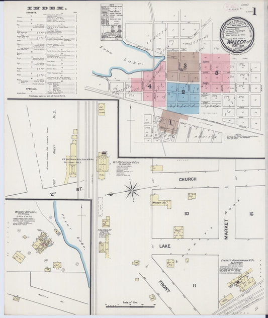 Sanborn Fire Insurance Map from Waseca, Waseca County, Minnesota (1889), Sheet #0001 - Complete Map Set gallery image, historic Sanborn map, vintage wall art, Minnesota Minnesota