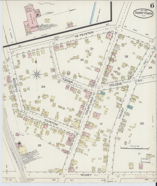 Sanborn Fire Insurance Map from Tarrytown, Westchester County, New York (1887), Sheet #0006 - Historic Sanborn Fire Insurance Map Print, vintage old map wall art, antique decor, genealogy gift, New York New York map