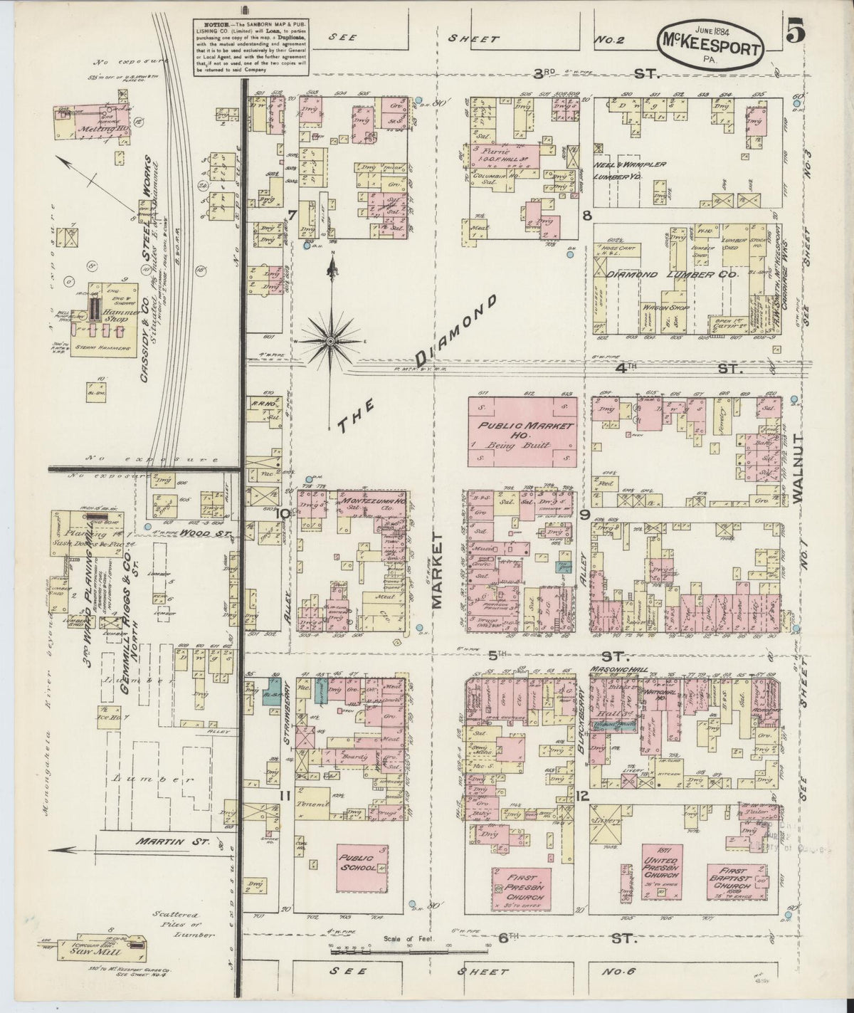 Sanborn Fire Insurance Map from McKeesport, Allegheny County, Pennsylvania (1884), Sheet #0005 - Complete Map Set gallery image, historic Sanborn map, vintage wall art, Pennsylvania Pennsylvania