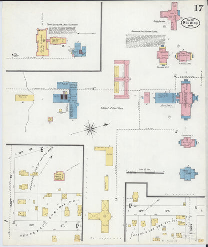 Sanborn Fire Insurance Map from Red Wing, Goodhue County, Minnesota (1902), Sheet #0017 - Historic Sanborn Fire Insurance Map Print, vintage old map wall art, antique decor, genealogy gift, Minnesota Minnesota map