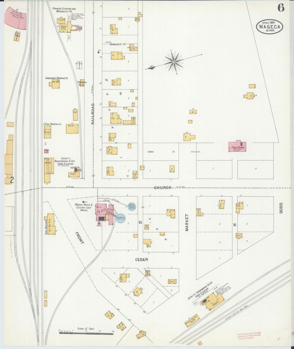 Sanborn Fire Insurance Map from Waseca, Waseca County, Minnesota (1904), Sheet #0006 - Historic Sanborn Fire Insurance Map Print, vintage old map wall art, antique decor, genealogy gift, Minnesota Minnesota map