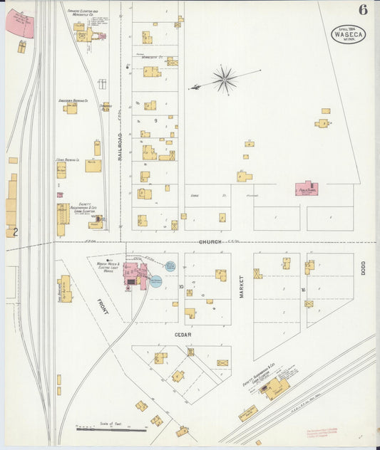 Sanborn Fire Insurance Map from Waseca, Waseca County, Minnesota (1904), Sheet #0006 - Historic Sanborn Fire Insurance Map Print, vintage old map wall art, antique decor, genealogy gift, Minnesota Minnesota map