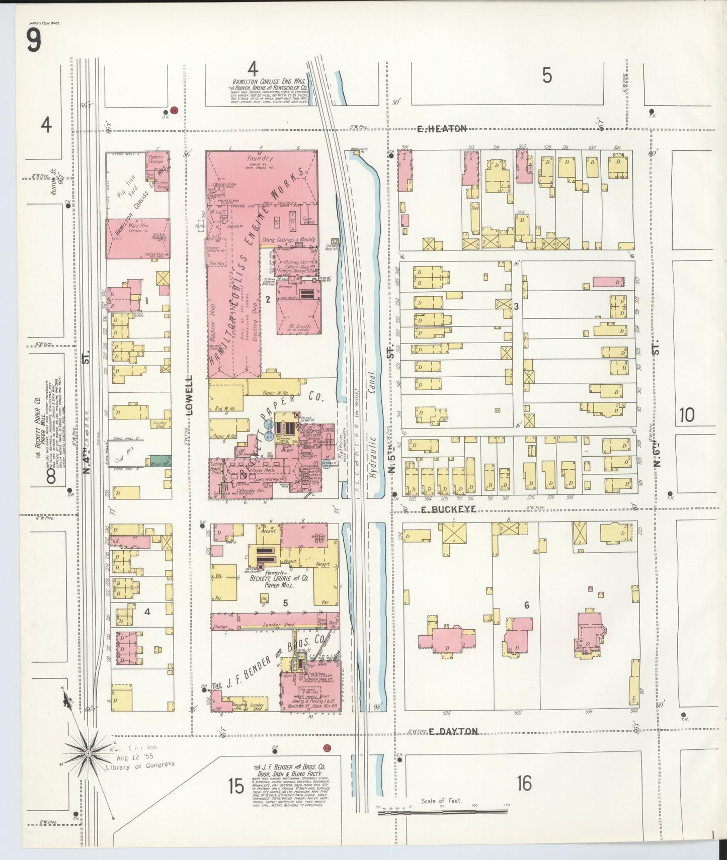 Sanborn Fire Insurance Map from Hamilton, Butler County, Ohio (1899), Sheet #0009 - Historic Sanborn Fire Insurance Map Print, vintage old map wall art, antique decor, genealogy gift, Ohio Ohio map