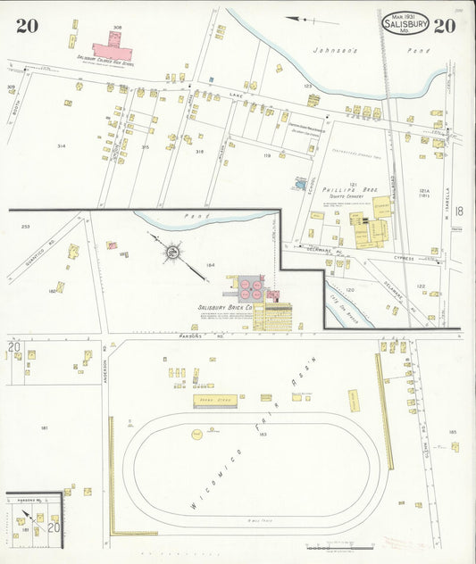 Sanborn Fire Insurance Map from Salisbury, Wicomico County, Maryland (1931), Sheet #0020 - Historic Sanborn Fire Insurance Map Print, vintage old map wall art