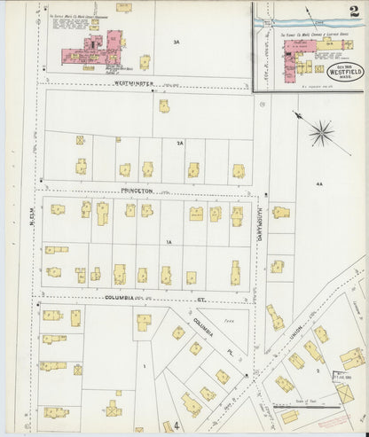 Sanborn Fire Insurance Map from Westfield, Hampden County, Massachusetts (1905), Sheet #0002 - Complete Map Set gallery image, historic Sanborn map, vintage wall art, Massachusetts Massachusetts