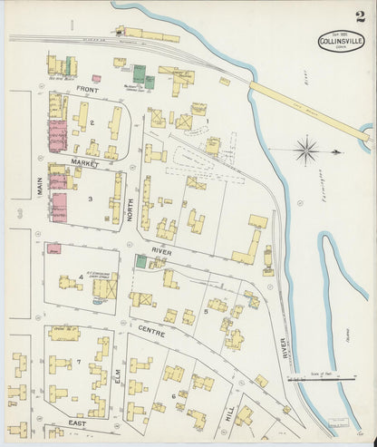 Sanborn Fire Insurance Map from Collinsville, Hartford County, Connecticut (1892), Sheet #0002 - Complete Map Set gallery image, historic Sanborn map, vintage wall art, Connecticut Connecticut