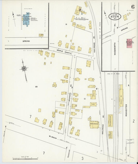 Sanborn Fire Insurance Map from Avon, Livingston County, New York (1910), Sheet #0006 - Historic Sanborn Fire Insurance Map Print, vintage old map wall art, antique decor, genealogy gift, New York New York map