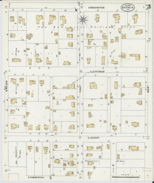 Sanborn Fire Insurance Map from Batavia, Kane County, Illinois (1897), Sheet #0003 - Historic Sanborn Fire Insurance Map Print, vintage old map wall art, antique decor, genealogy gift, Illinois Illinois map