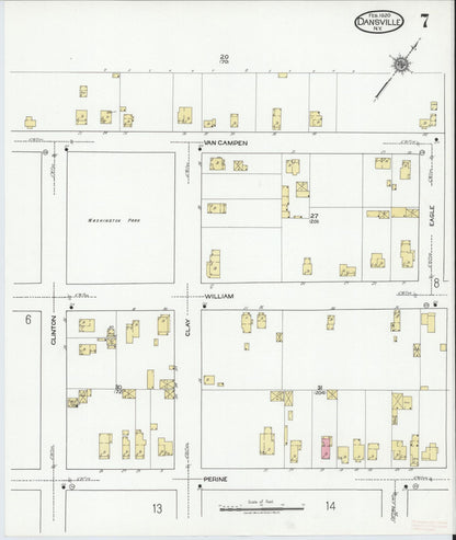 Sanborn Fire Insurance Map from Dansville, Livingston County, New York (1920), Sheet #0007 - Historic Sanborn Fire Insurance Map Print, vintage old map wall art, antique decor, genealogy gift, New York New York map