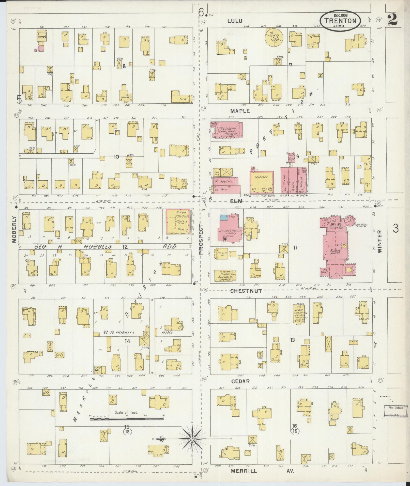 Sanborn Fire Insurance Map from Trenton, Grundy County, Missouri (1898), Sheet #0002 - Complete Map Set gallery image, historic Sanborn map, vintage wall art, Missouri Missouri