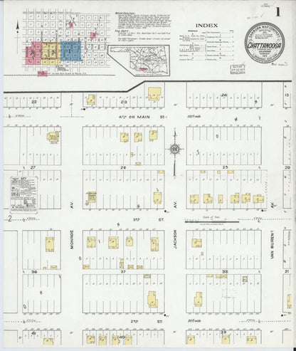 Sanborn Fire Insurance Map from Chattanooga, Comanche County, Oklahoma (1919), Sheet #0001 - Complete Map Set gallery image, historic Sanborn map, vintage wall art, Oklahoma Oklahoma