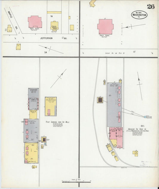 Sanborn Fire Insurance Map from Washington, Washington County, Pennsylvania (1900), Sheet #0026 - Historic Sanborn Fire Insurance Map Print, vintage old map wall art, antique decor, genealogy gift, Pennsylvania Pennsylvania map