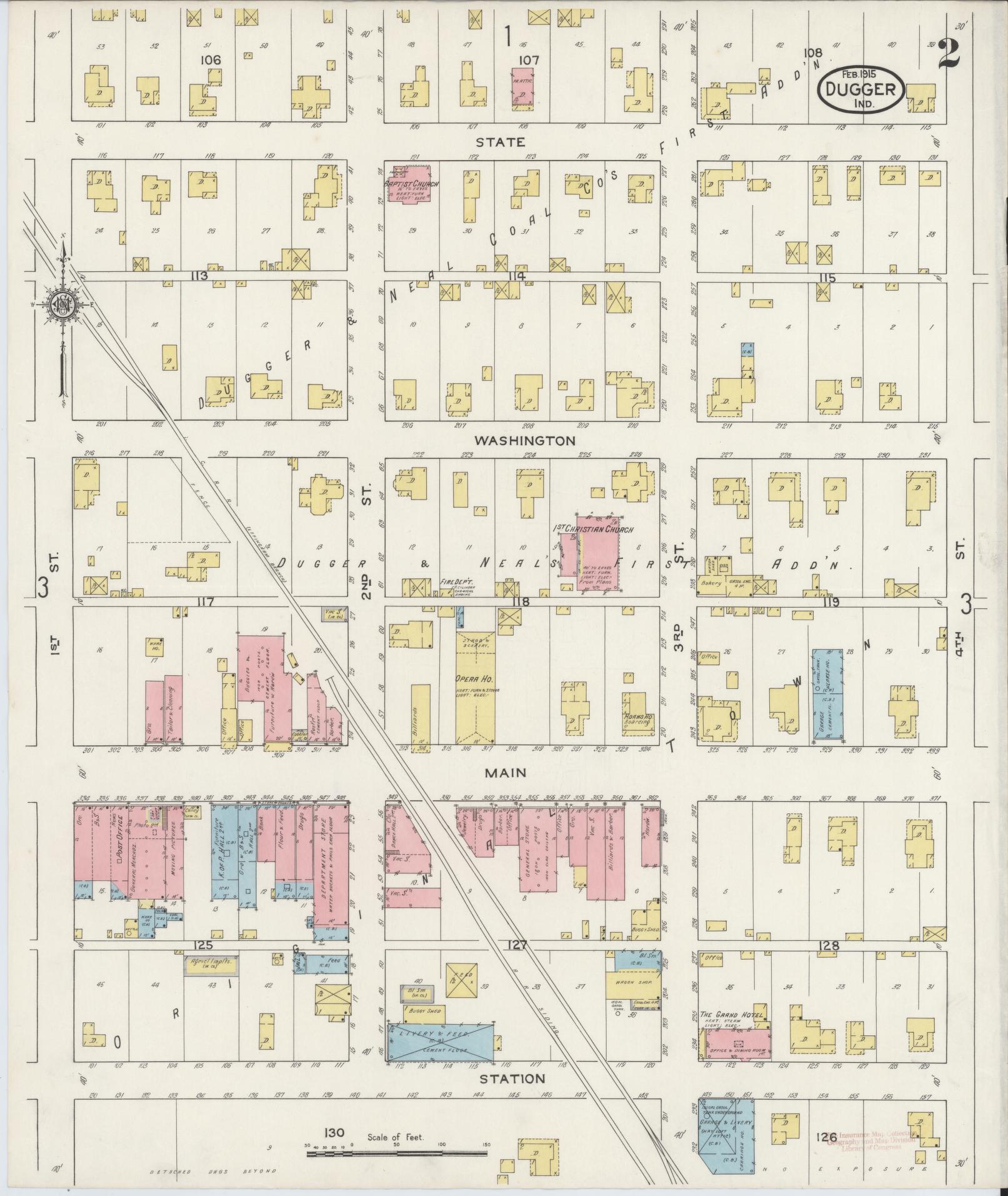 Sanborn Fire Insurance Map from Dugger, Sullivan County, Indiana (1915), Sheet #0002 - Complete Map Set gallery image, historic Sanborn map, vintage wall art, Indiana Indiana