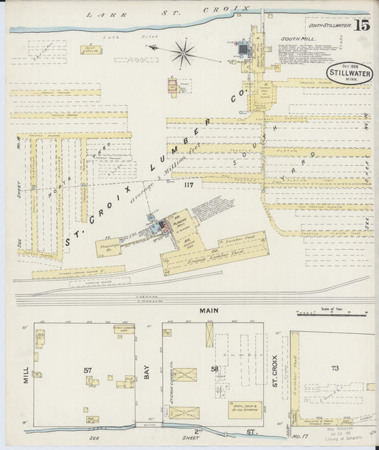 Sanborn Fire Insurance Map from Stillwater, Washington County, Minnesota (1888), Sheet #0015 - Historic Sanborn Fire Insurance Map Print, vintage old map wall art, antique decor, genealogy gift, Minnesota Minnesota map