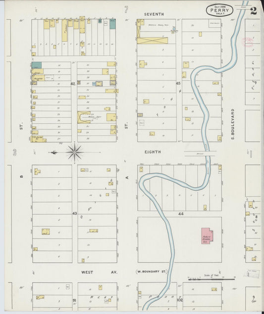Sanborn Fire Insurance Map from Perry, Noble County, Oklahoma (1894), Sheet #0002 - Historic Sanborn Fire Insurance Map Print, vintage old map wall art, antique decor, genealogy gift, Oklahoma Oklahoma map