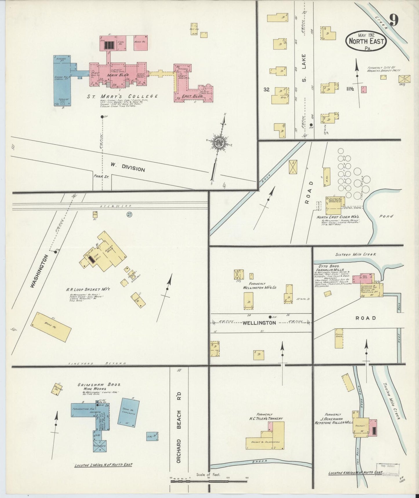 Sanborn Fire Insurance Map from North East, Erie County, Pennsylvania (1912), Sheet #0009 - Complete Map Set gallery image, historic Sanborn map, vintage wall art, Pennsylvania Pennsylvania