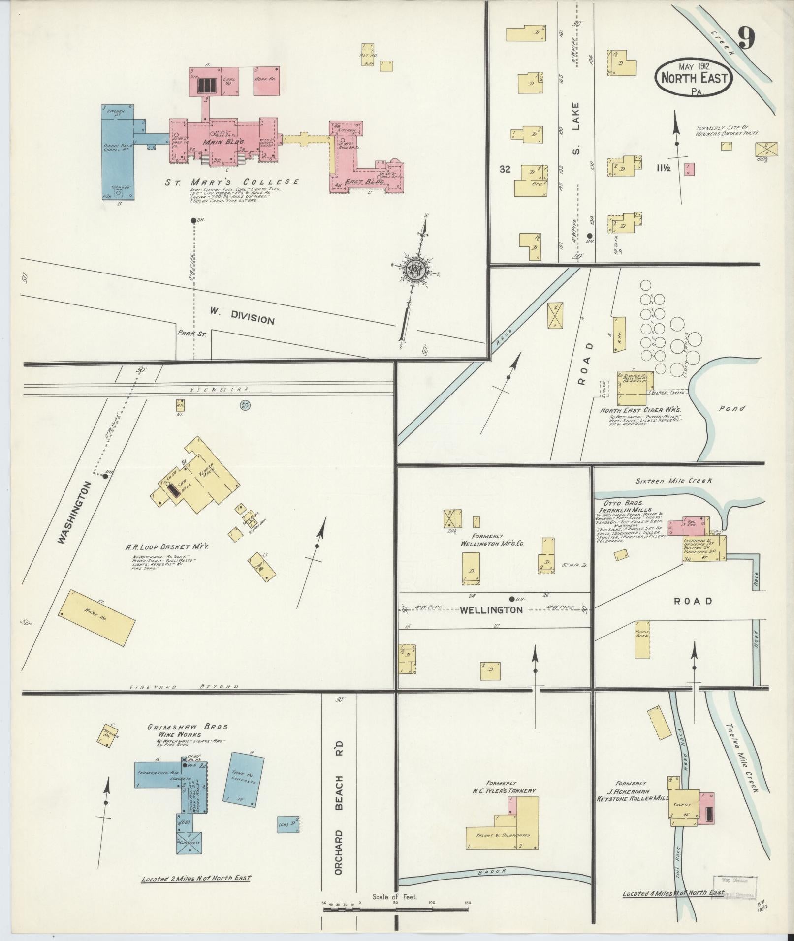 Sanborn Fire Insurance Map from North East, Erie County, Pennsylvania (1912), Sheet #0009 - Complete Map Set gallery image, historic Sanborn map, vintage wall art, Pennsylvania Pennsylvania
