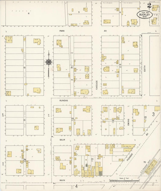 Sanborn Fire Insurance Map from Buckley, Pierce County, Washington (1910), Sheet #0002 - Historic Sanborn Fire Insurance Map Print, vintage old map wall art, antique decor, genealogy gift, Washington Washington map