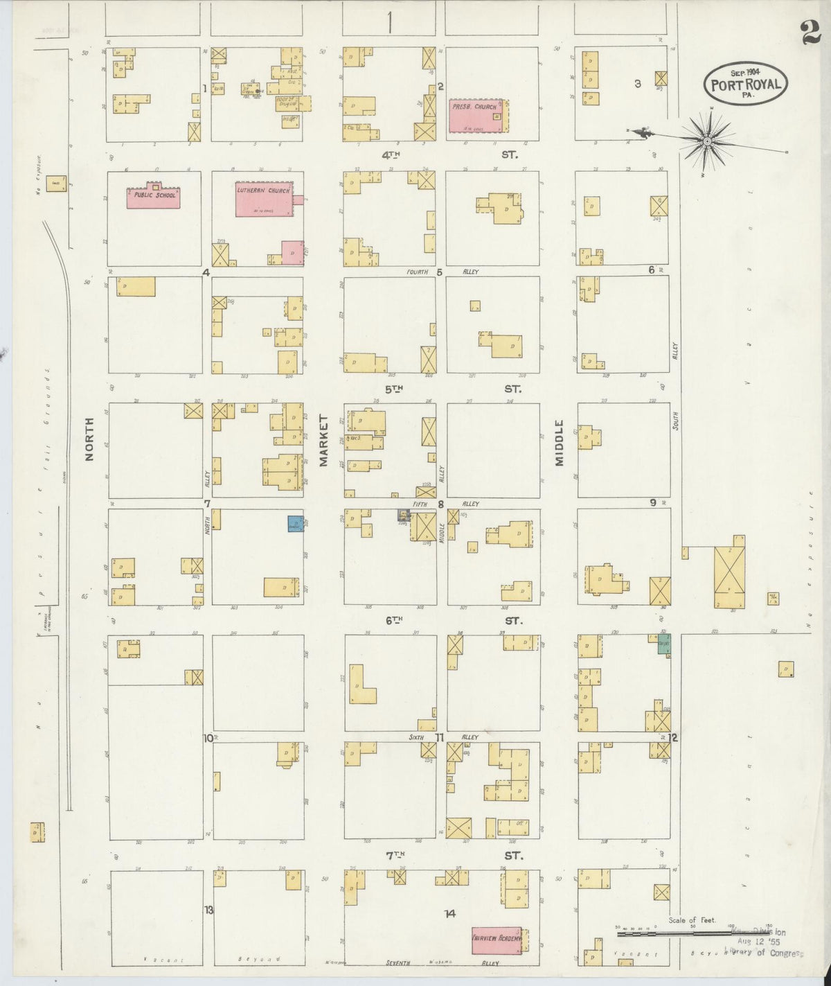 Sanborn Fire Insurance Map from Port Royal, Juniata County, Pennsylvania (1904), Sheet #0002 - Historic Sanborn Fire Insurance Map Print, vintage old map wall art, antique decor, genealogy gift, Pennsylvania Pennsylvania map