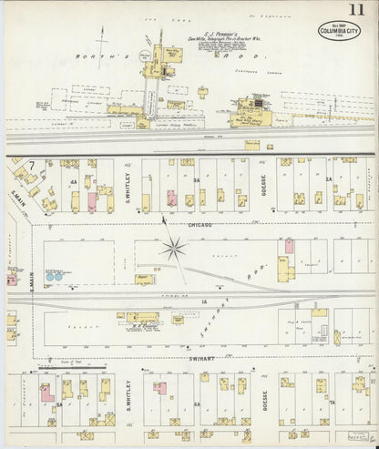 Sanborn Fire Insurance Map from Columbia City, Whitley County, Indiana (1897), Sheet #0011 - Complete Map Set gallery image, historic Sanborn map, vintage wall art, Indiana Indiana