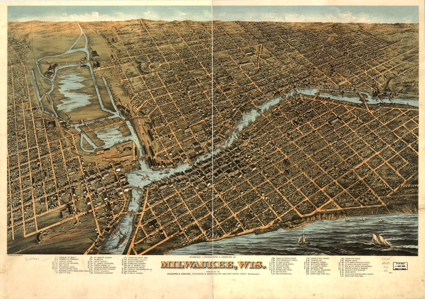 Milwaukee, Wis. (1872) – Historic Bird’s-Eye View Panorama Print