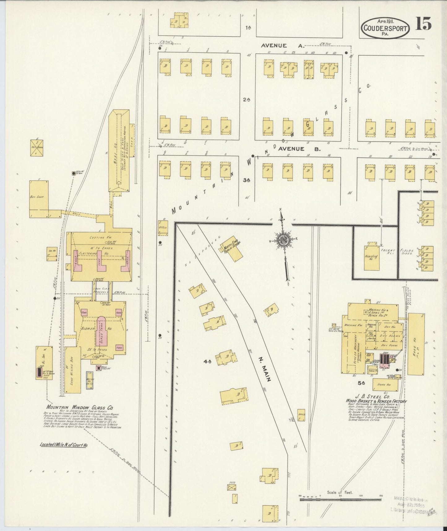 Sanborn Fire Insurance Map from Coudersport, Potter County, Pennsylvania (1911), Sheet #0015 - Historic Sanborn Fire Insurance Map Print, vintage old map wall art, antique decor, genealogy gift, Pennsylvania Pennsylvania map