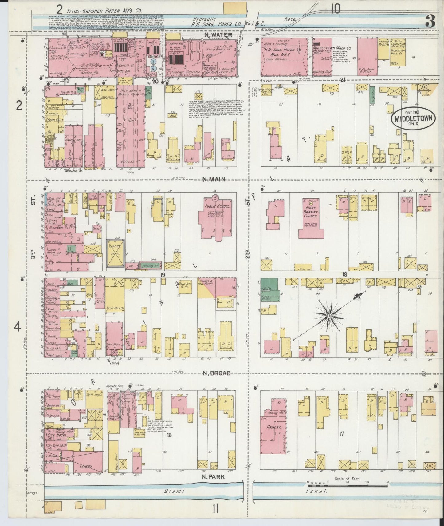 Sanborn Fire Insurance Map from Middletown, Butler County, Ohio (1901), Sheet #0003 - Complete Map Set gallery image, historic Sanborn map, vintage wall art, Ohio Ohio
