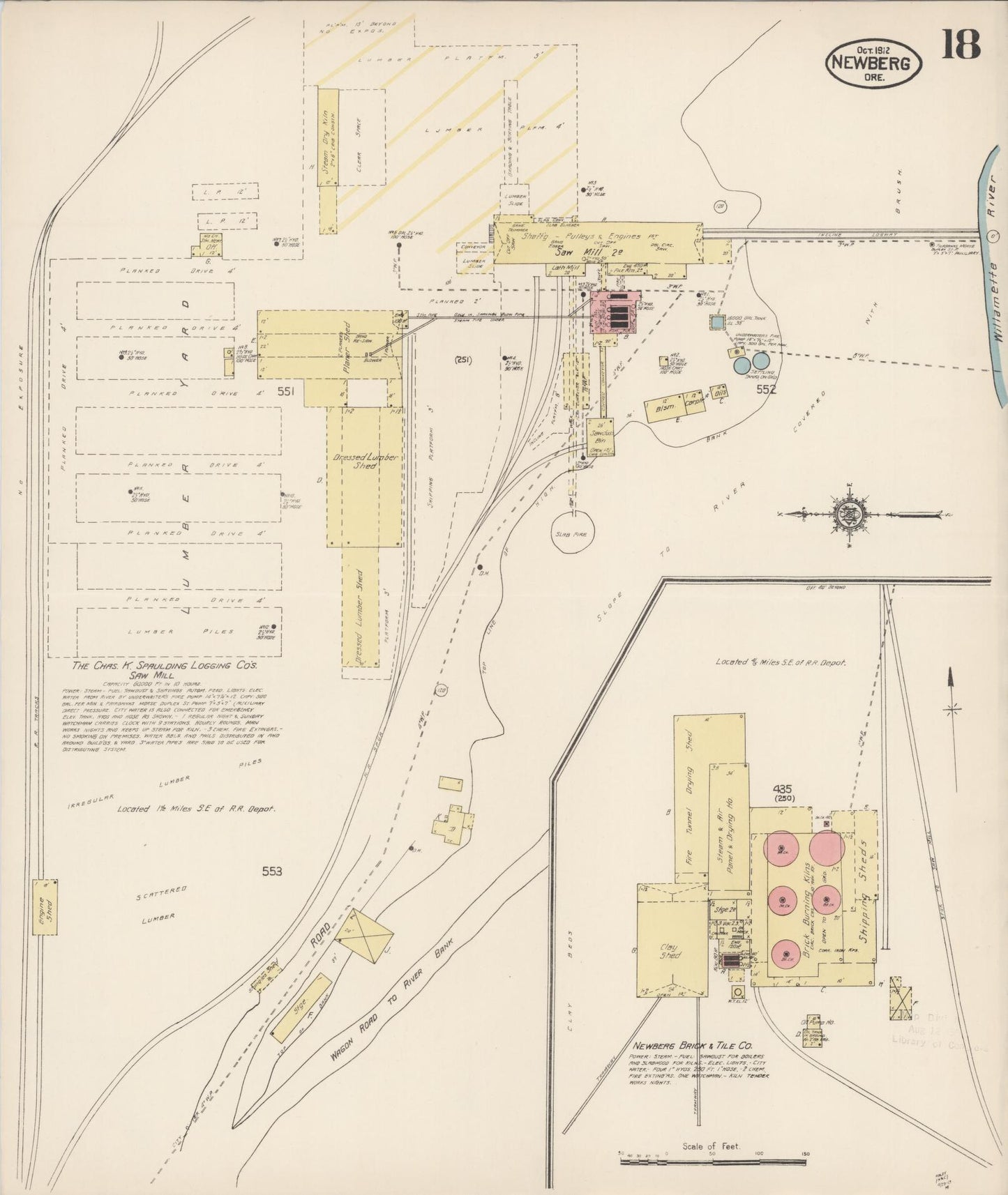 Sanborn Fire Insurance Map from Newberg, Yamhill County, Oregon (1912), Sheet #0018 - Complete Map Set gallery image, historic Sanborn map, vintage wall art, Oregon Oregon