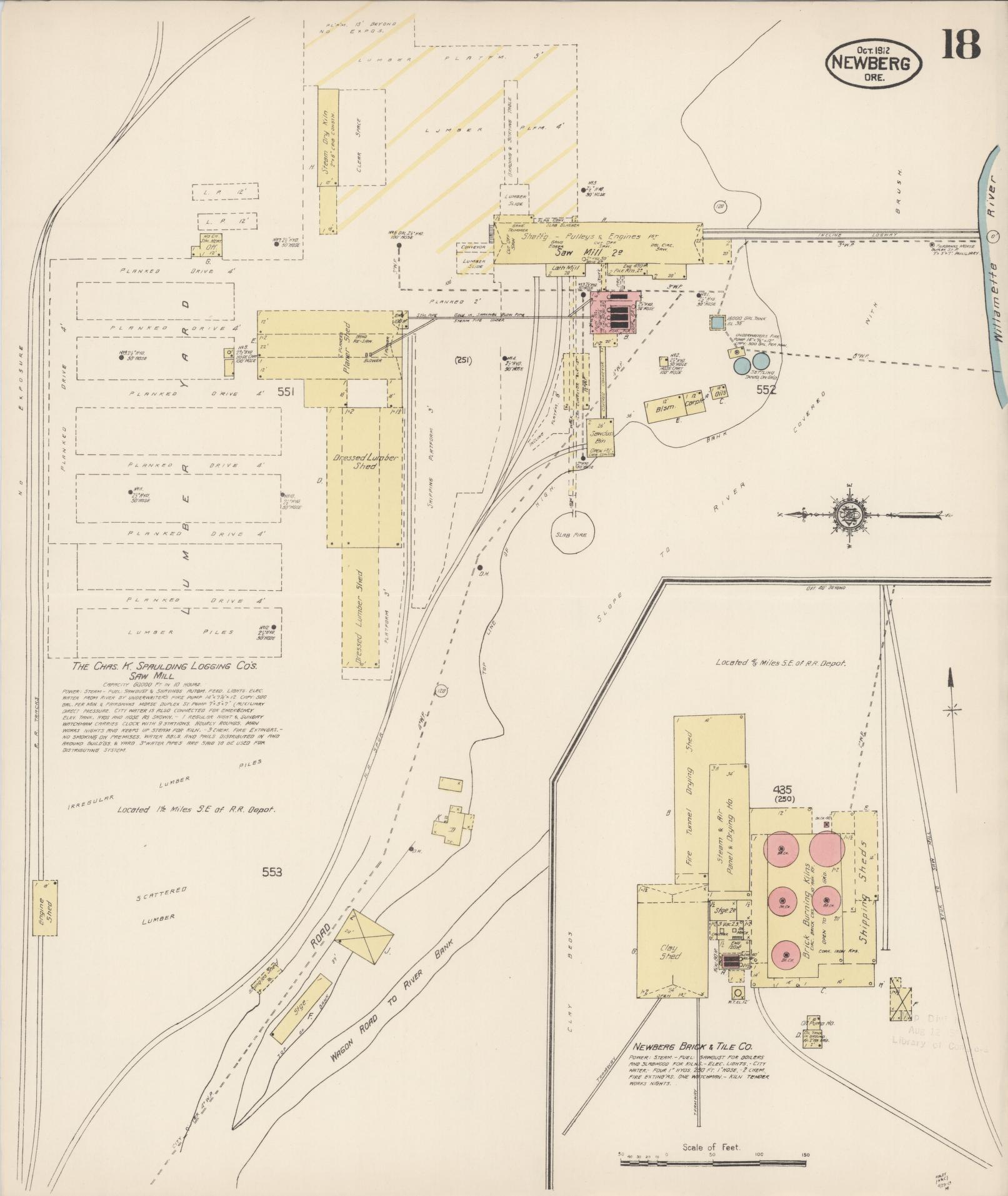 Sanborn Fire Insurance Map from Newberg, Yamhill County, Oregon (1912), Sheet #0018 - Complete Map Set gallery image, historic Sanborn map, vintage wall art, Oregon Oregon