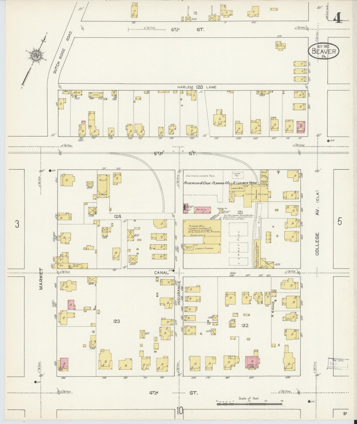 Sanborn Fire Insurance Map from Beaver, Beaver County, Pennsylvania (1912), Sheet #0004 - Complete Map Set gallery image, historic Sanborn map, vintage wall art, Pennsylvania Pennsylvania
