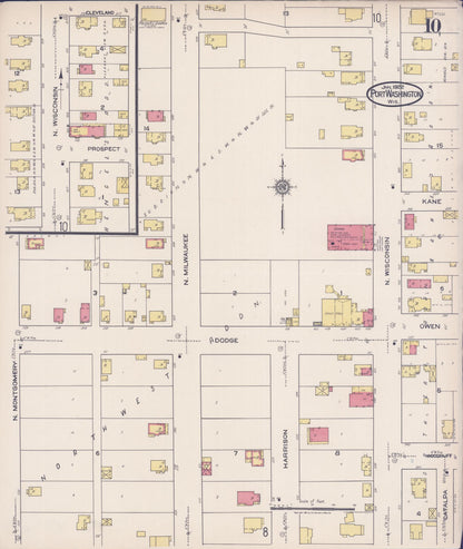 Sanborn Fire Insurance Map from Port Washington, Ozaukee County, Wisconsin (1922), Sheet #0010 - Historic Sanborn Fire Insurance Map Print, vintage old map wall art, antique decor, genealogy gift, Wisconsin Wisconsin map