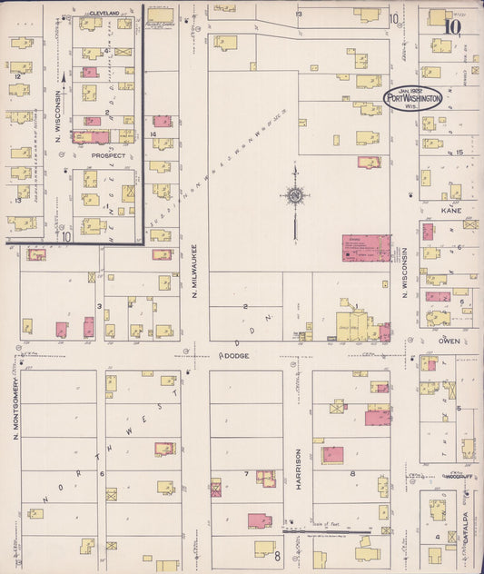 Sanborn Fire Insurance Map from Port Washington, Ozaukee County, Wisconsin (1922), Sheet #0010 - Historic Sanborn Fire Insurance Map Print, vintage old map wall art, antique decor, genealogy gift, Wisconsin Wisconsin map
