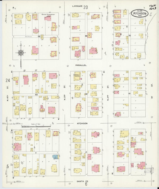 Sanborn Fire Insurance Map from Atchison, Atchison County, Kansas (1910), Sheet #0025 - Historic Sanborn Fire Insurance Map Print, vintage old map wall art, antique decor, genealogy gift, Kansas Kansas map