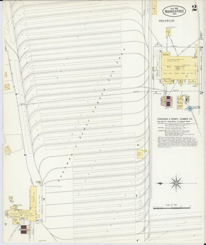 Sanborn Fire Insurance Map from Marked Tree, Poinsett County, Arkansas (1908), Sheet #0002 - Complete Map Set gallery image, historic Sanborn map, vintage wall art, Arkansas Arkansas