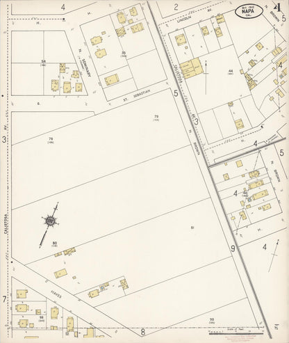 Sanborn Fire Insurance Map from Napa, Napa County, California (1910), Sheet #0004 - Complete Map Set gallery image, historic Sanborn map, vintage wall art, California California