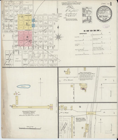Sanborn Fire Insurance Map from Delavan, Tazewell County, Illinois (1888), Sheet #0001 - Complete Map Set gallery image, historic Sanborn map, vintage wall art, Illinois Illinois