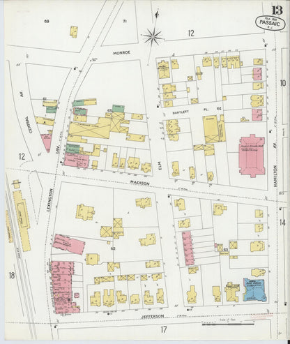 Sanborn Fire Insurance Map from Passaic, Passaic County, New Jersey (1899), Sheet #0013 - Complete Map Set gallery image, historic Sanborn map, vintage wall art, New Jersey New Jersey