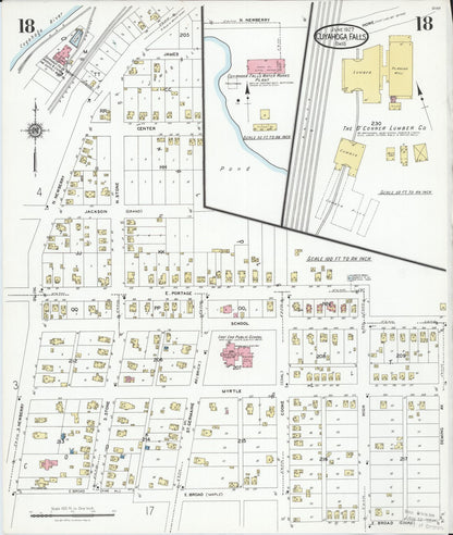 Sanborn Fire Insurance Map from Cuyahoga Falls, Summit County, Ohio (1927), Sheet #0018 - Historic Sanborn Fire Insurance Map Print, vintage old map wall art, antique decor, genealogy gift, Ohio Ohio map