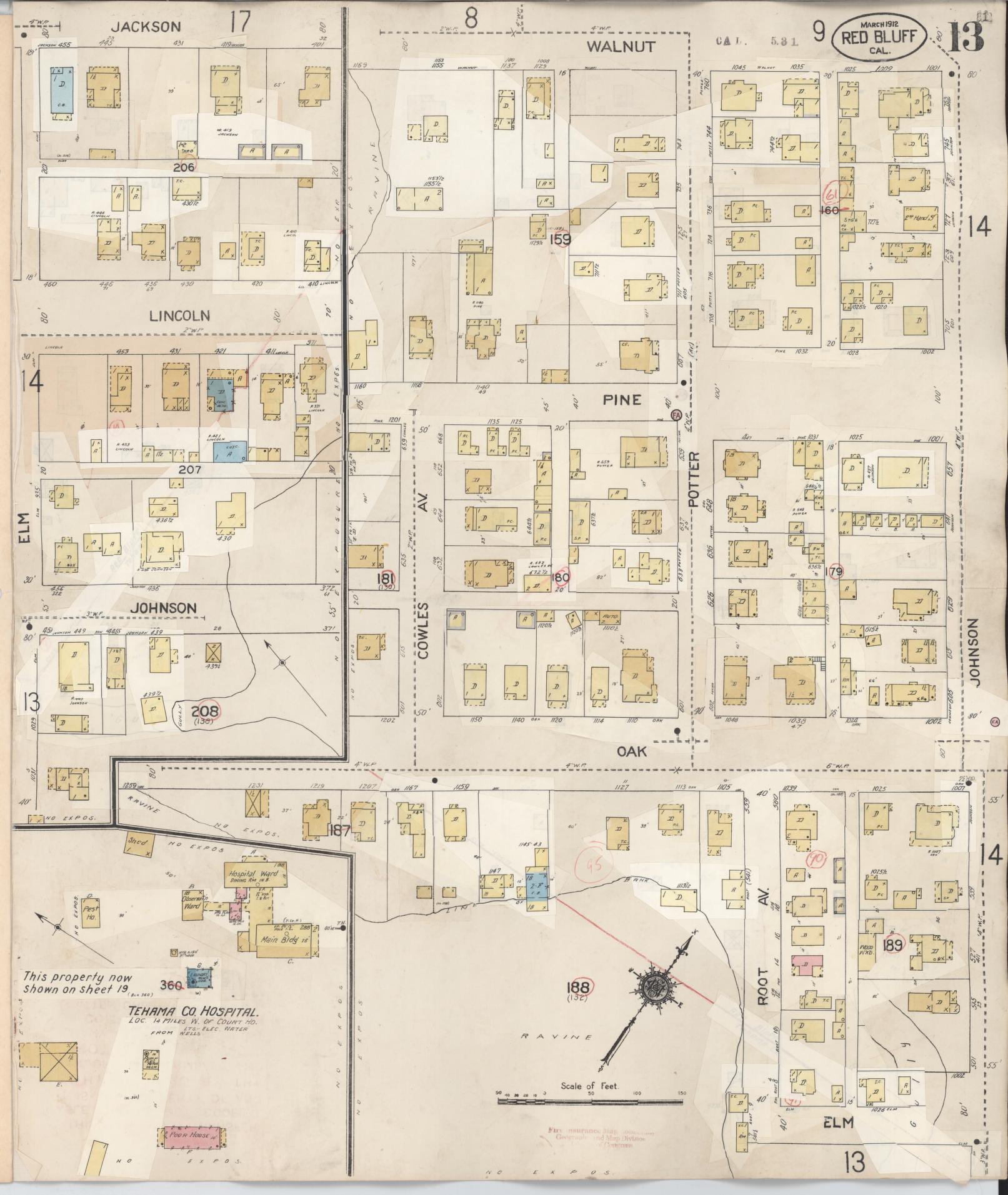 Sanborn Fire Insurance Map from Red Bluff, Tehama County, California (1949), Sheet #0013 - Complete Map Set gallery image, historic Sanborn map, vintage wall art, California California